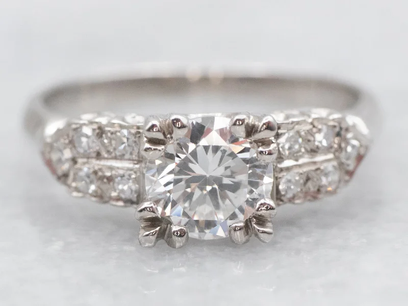 Ladies Balance Engagement Rings -Late 1930s European Cut Diamond Engagement Ring