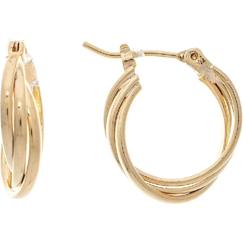 Ladies Aged Metal Earrings -Rain : Gold 14k Plated Hypoallergenic Twist Wire .50" Hoop Earrings