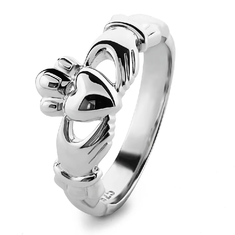 Ladies Titanium Minimal Rings -Unisex Sterling Silver UMS-6339 Claddagh Ring