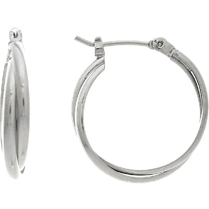 Ladies Everlasting Earrings -Rain : Silver 14k Plated Hypoallergenic Twist Wire .75" Hoop Earrings