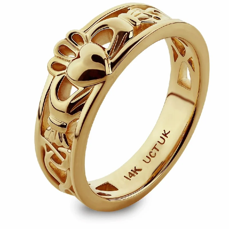 Ladies Forest Leaf Rings -Gold Claddagh Ring ULG-6157Y in 14K Yellow Gold <font color="#FF0000"> IN STOCK!  Ships in 24 Hours!</font>