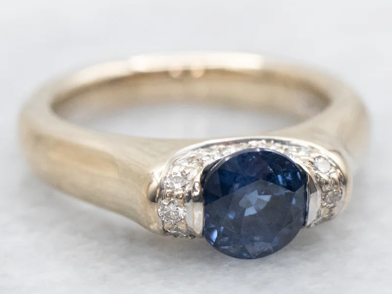 Ladies Lapis Lazuli Engagement Rings -Sapphire and Diamond Engagement Ring