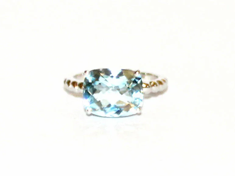 Ladies Opal Gem Rings -East And West Blue Topaz Ring