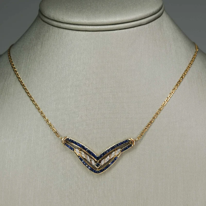 Ladies Necklaces with Yellow Sanidine-Sapphire and Diamond Fixed Pendant Necklace in 18K Yellow Gold