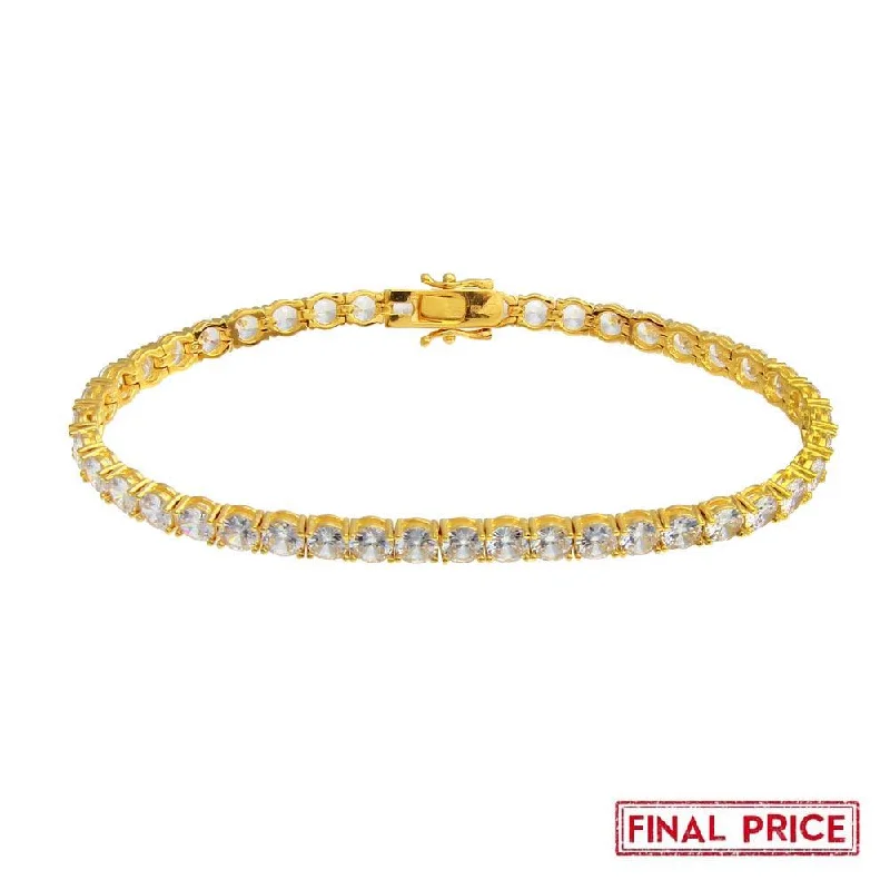 Ladies Bracelets with Gold Sphalerite-Gold Plated 925 Sterling Silver Round CZ Tennis Bracelet 5mm - GMB00087GP