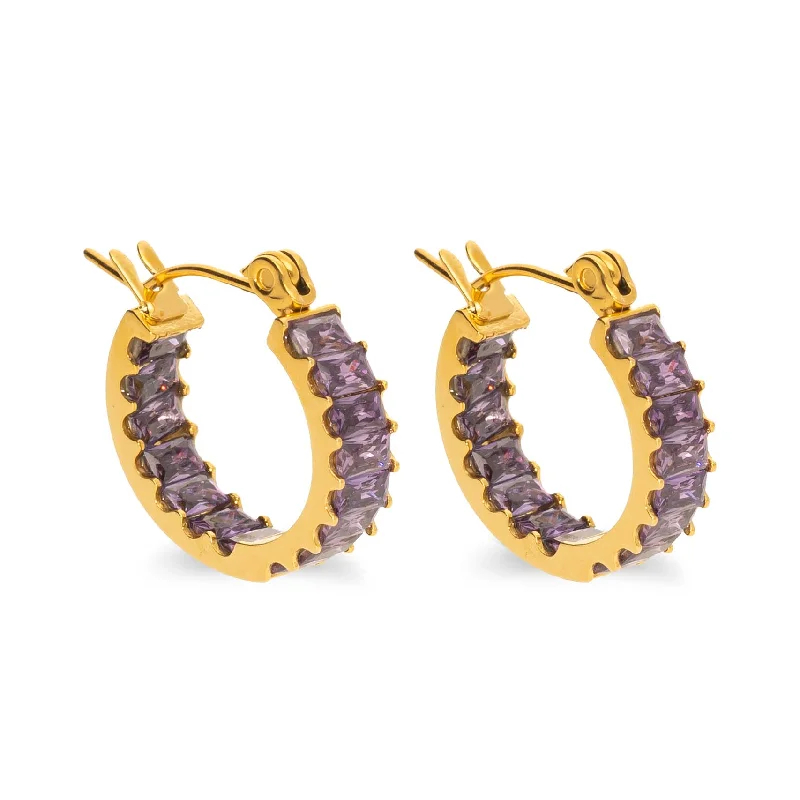 Ladies Pearl Inlay Rings -Coral earring purple gold