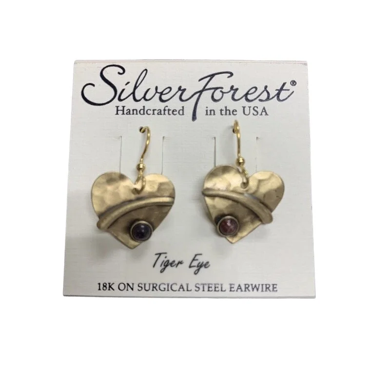 Ladies Space Age Earrings -Silver Forest Hummingbird Heart Earrings