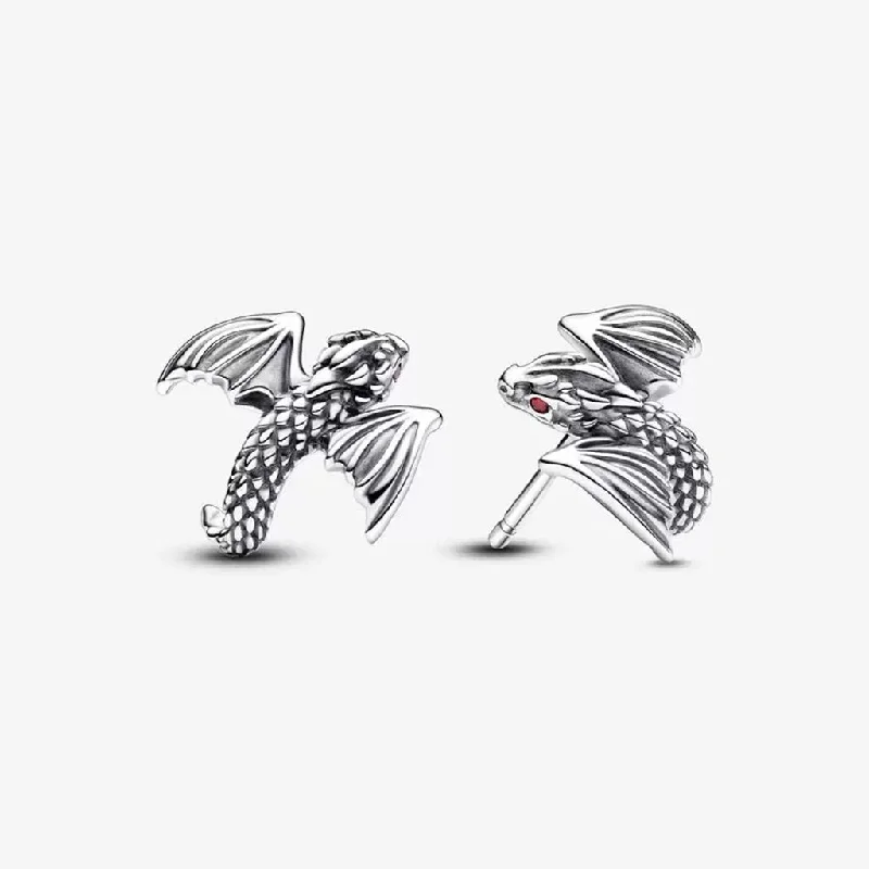 Ladies Mother-Daughter Earrings -PANDORA : Game of Thrones Curved Dragon Stud Earrings in Sterling Silver