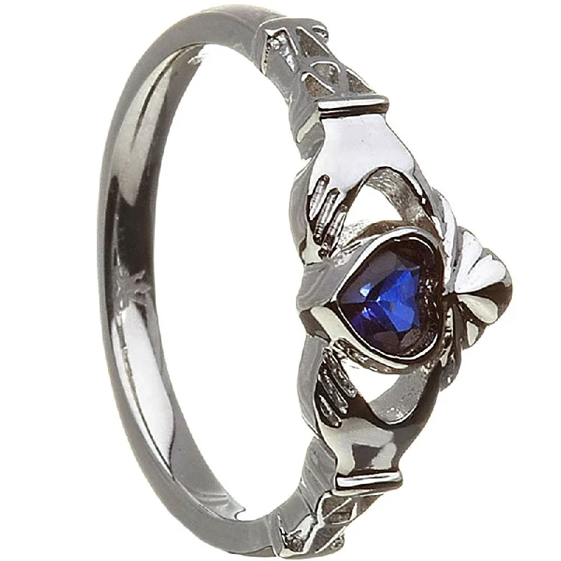 Ladies Spinner Design Rings -Retired SEPTEMBER Birthstone Silver Claddagh Ring LS-BSRV2-9