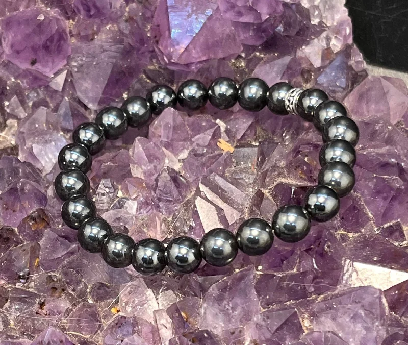 Ladies Bracelets for Lawyer Shine-Hematite 8mm Stretchy Bracelet