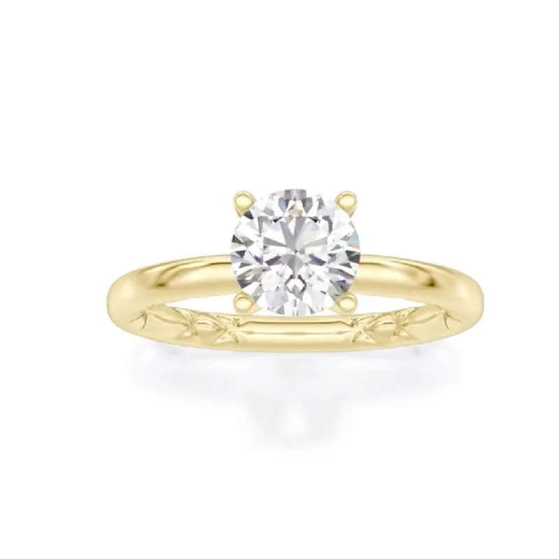 Ladies Straight Band Engagement Rings -Solitaire Engagement Ring