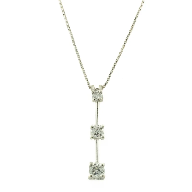 Ladies Necklaces with Crimson Zincite-Round Diamond Journey Pendant 21" Necklace in 14K White Gold