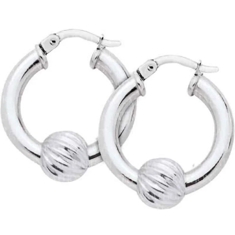 Ladies Wooden Bead Earrings -LeStage® Cape Cod : Sterling Silver Swirl Ball Earrings 20mm Hoop