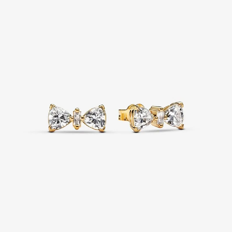 Ladies Chic Fashion Earrings -PANDORA : Sparkling Bow Stud Earrings