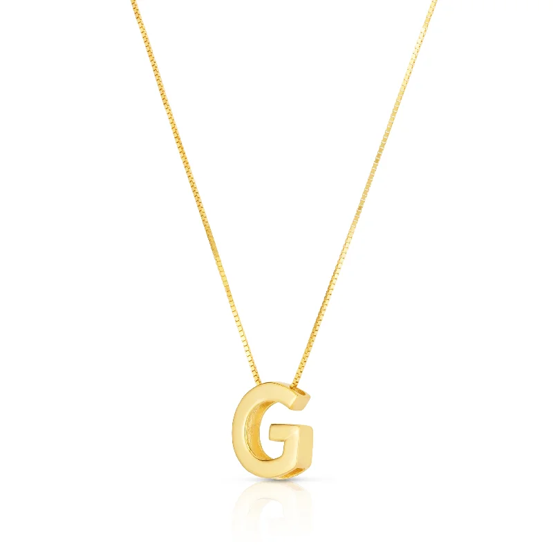 Ladies Necklaces with Pure Danburite-14K Gold Block Letter Initial G Necklace