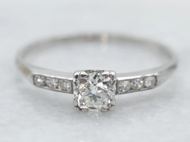 Ladies Healing Engagement Rings -Platinum Old Mine Cut Diamond Engagement Ring