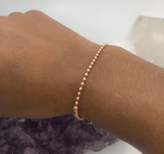 Ladies Bracelets Layered Glow-3.4 mm Dainty Copper Bead Chain Bracelet