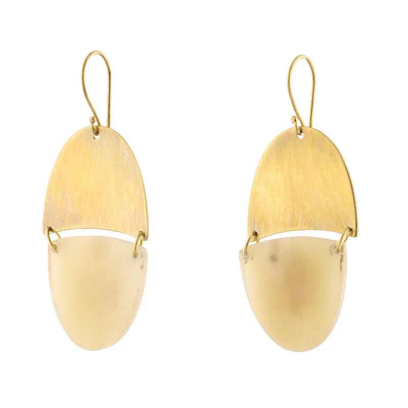 Ladies Harmony Link Rings -Malang Linked Capsule Earring - Light Horn, Brass