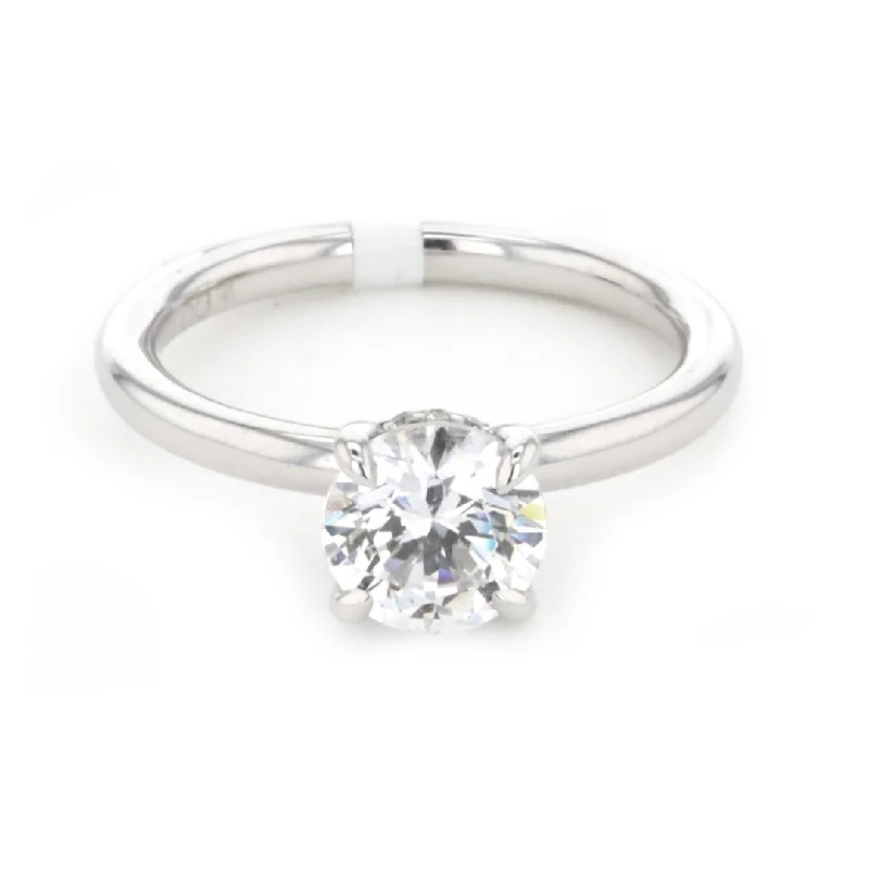 Ladies Promise Engagement Rings -0.07 ctw Diamond Hidden Halo Engagement Ring