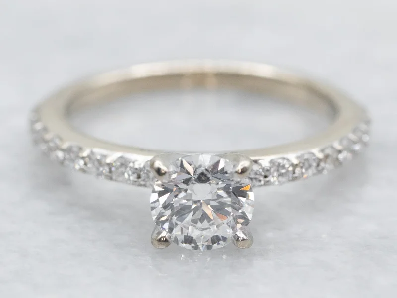 Ladies White Engagement Rings -Modern Gold Diamond Engagement Ring