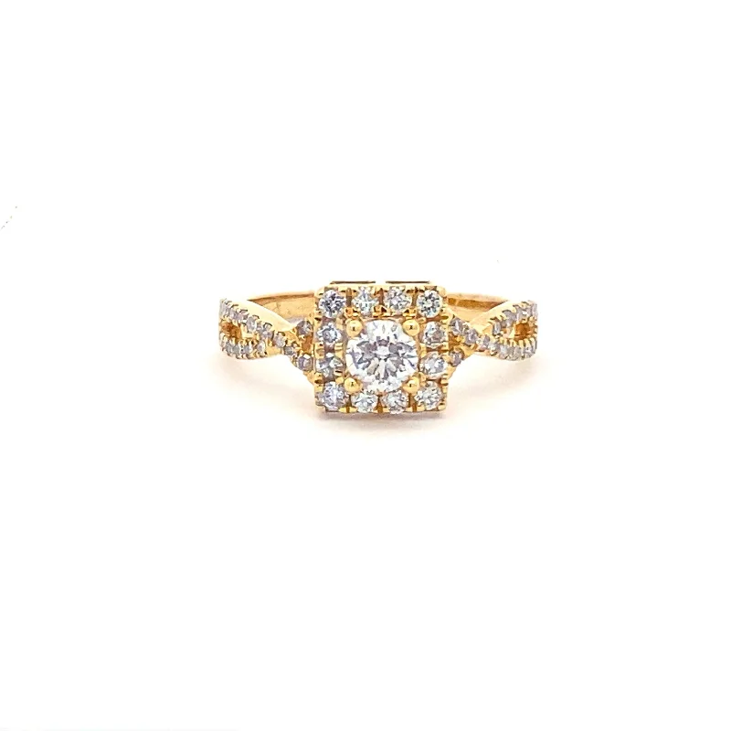 Ladies Ethnic Engagement Rings -Round Diamond Engagement Ring With A Twisted Band