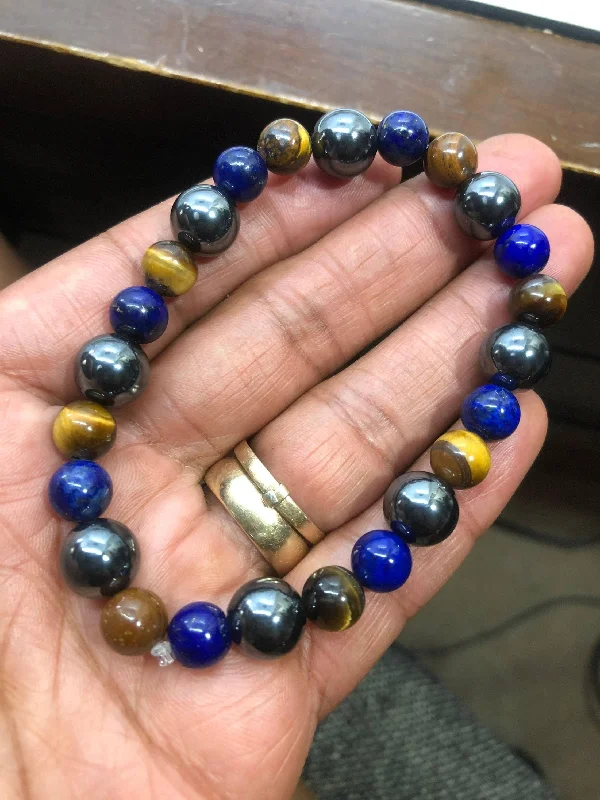 Ladies Bracelets with Green Aventurine-Pyrite “Fools Gold” , Tigers Eye, Lapis Lazuli Stretchy Bracelet