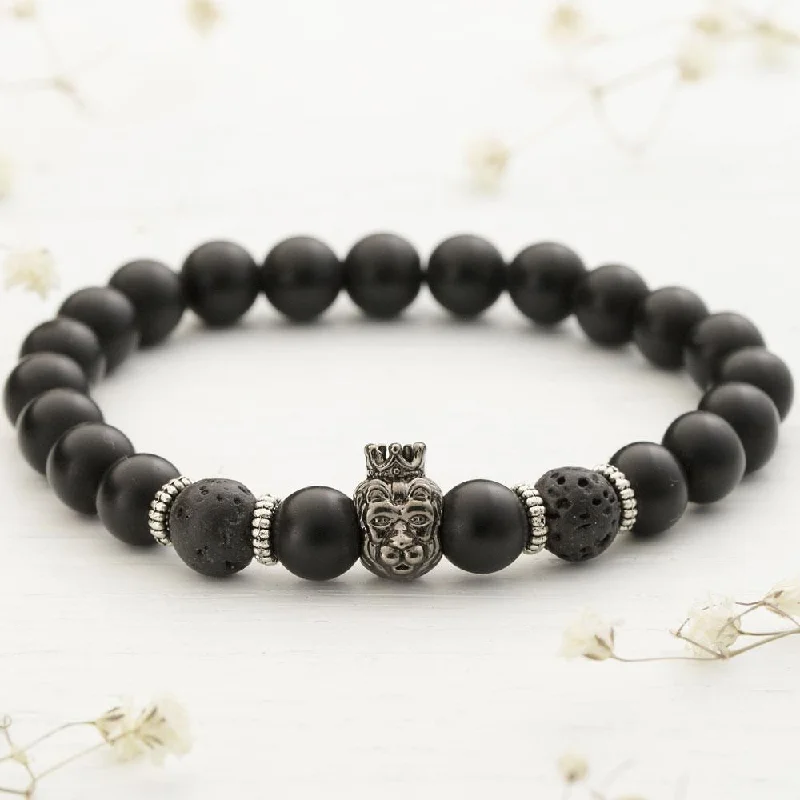 Ladies Bracelets for Pioneer Spark-Black Agate Lion Bracelet