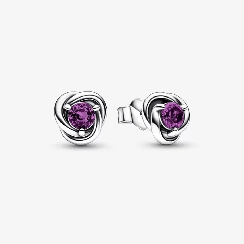 Ladies Butterfly Charm Earrings -PANDORA : February Purple Eternity Circle Stud Earrings