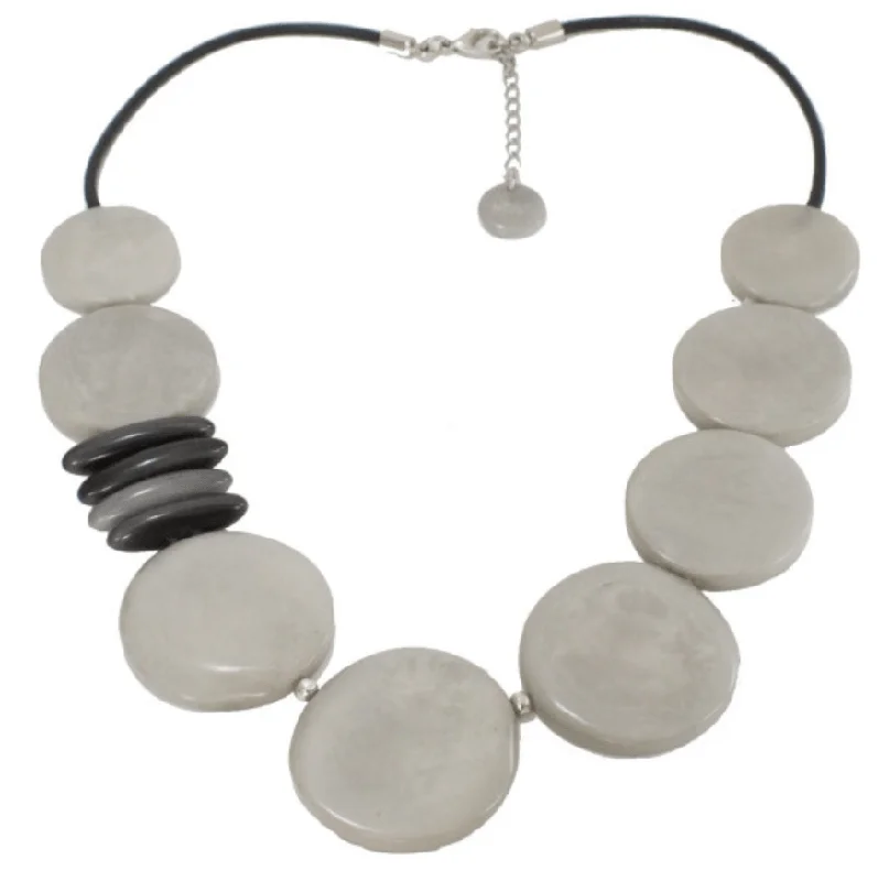 Ladies Necklaces for Kin Glow-Tagua MAITE Smoke Grey Necklace