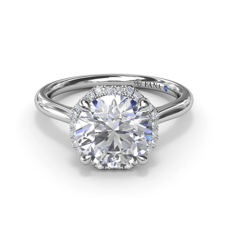 Ladies White Engagement Rings -Octagon Halo Diamond Engagement Ring S4122