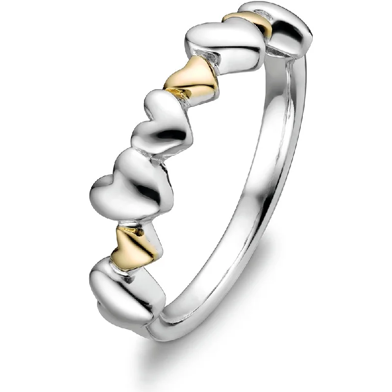 Ladies 10K Gold Rings -Sterling Silver and 14K Gold Mix Promise Ring ULS-14284