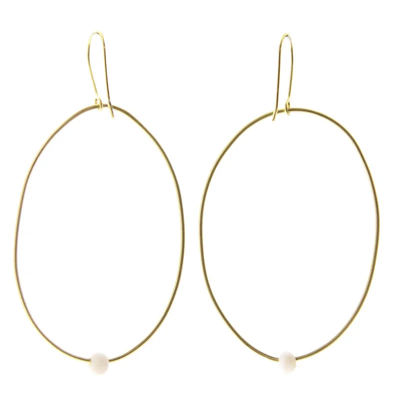 Ladies Mountain Peak Rings -Lombok Organic Oval Earring - White