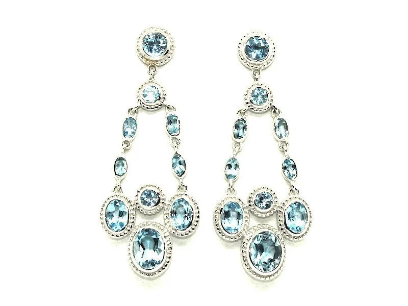 Ladies Titanium Minimal Rings -Blue Topaz Evening Earring