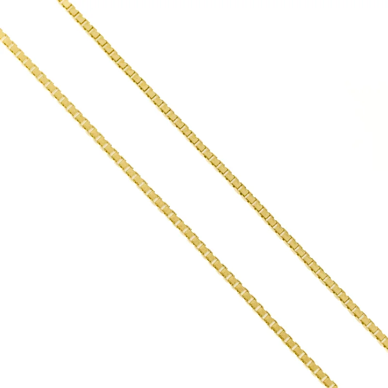 Ladies Necklaces with Gold Fibrolite-2mm Wide Box Chain 23" Necklace in 18K Yellow Gold