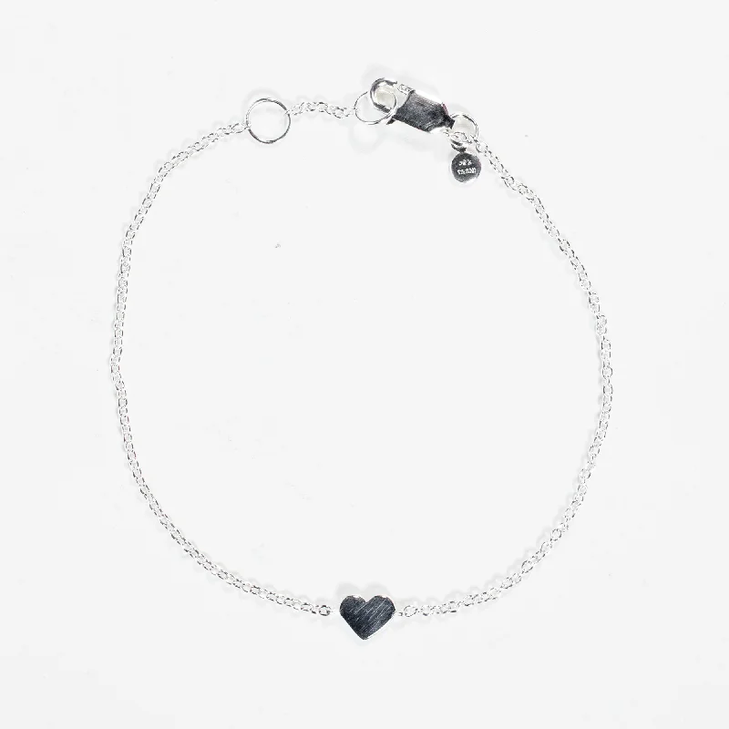 Ladies Bracelets with Heart Glow-Flat Silver Heart Bracelet