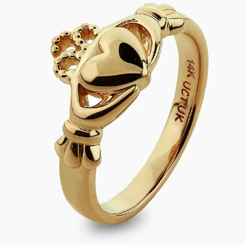 Ladies Tropical Vibe Rings -Gold Claddagh Ring ULG-6163Y in 14K Yellow Gold <font color="#FF0000"> IN STOCK!  Ships in 24 Hours!</font>