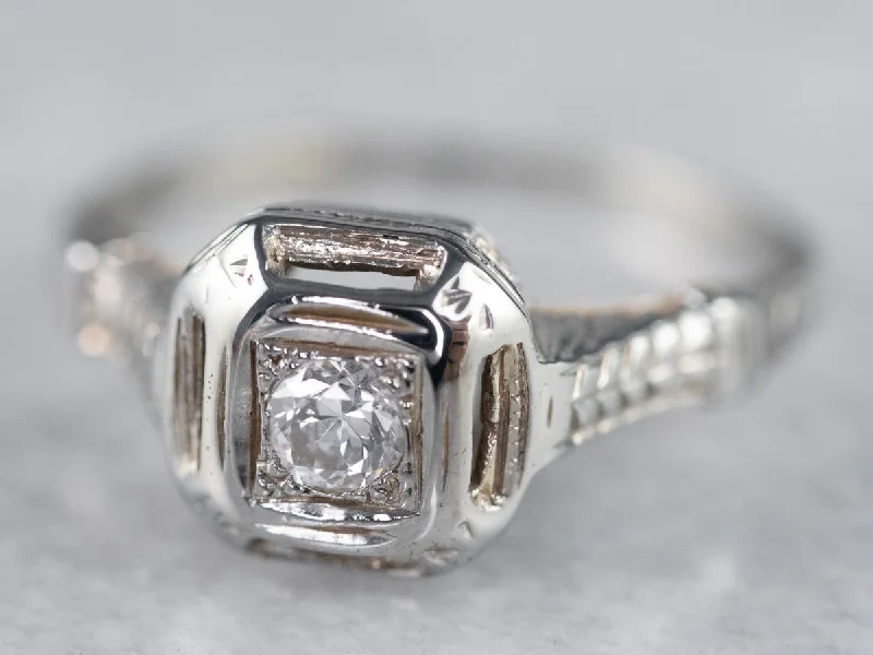 Ladies Organic Shape Engagement Rings -Art Deco Diamond Engagement Ring