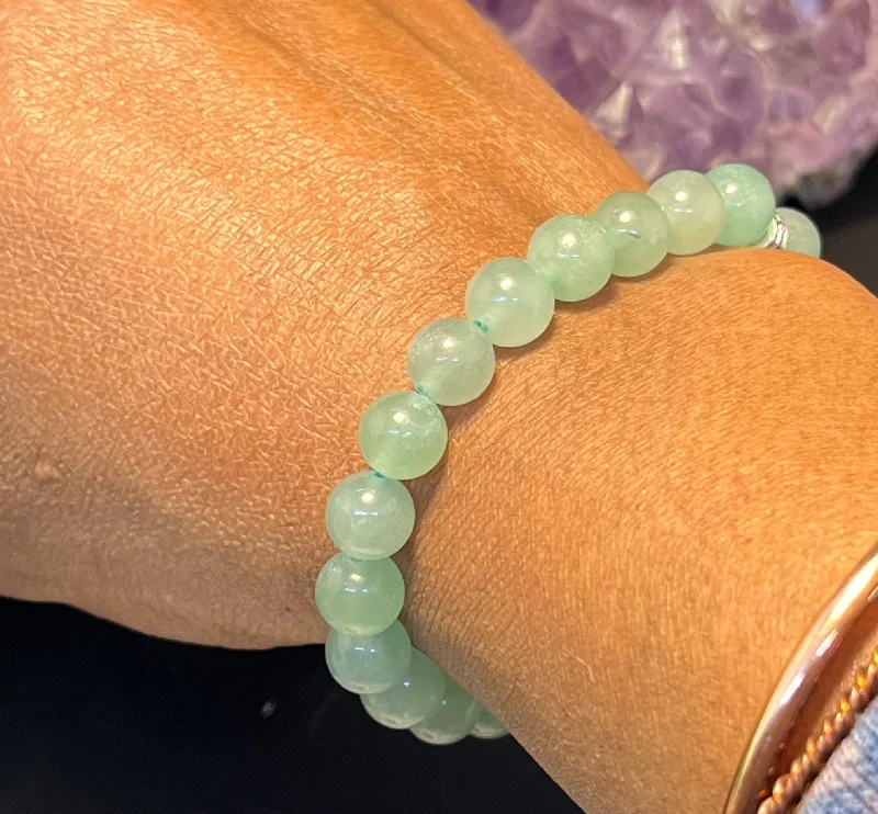 Ladies Bracelets for Music Glow-Green Aventurine 8mm Stretchy Bracelet