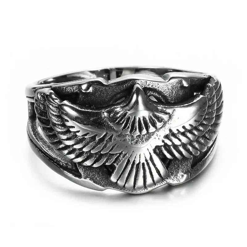 Ladies Group Unity Rings -Stainless Steel Swerving Eagle Ring