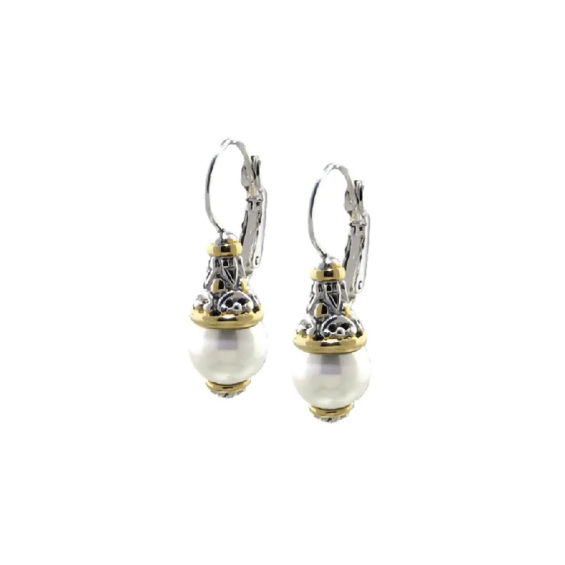 Ladies Festive Gem Earrings -John Medeiros : Ocean Images Collection Seashell Pearl French Wire Earrings