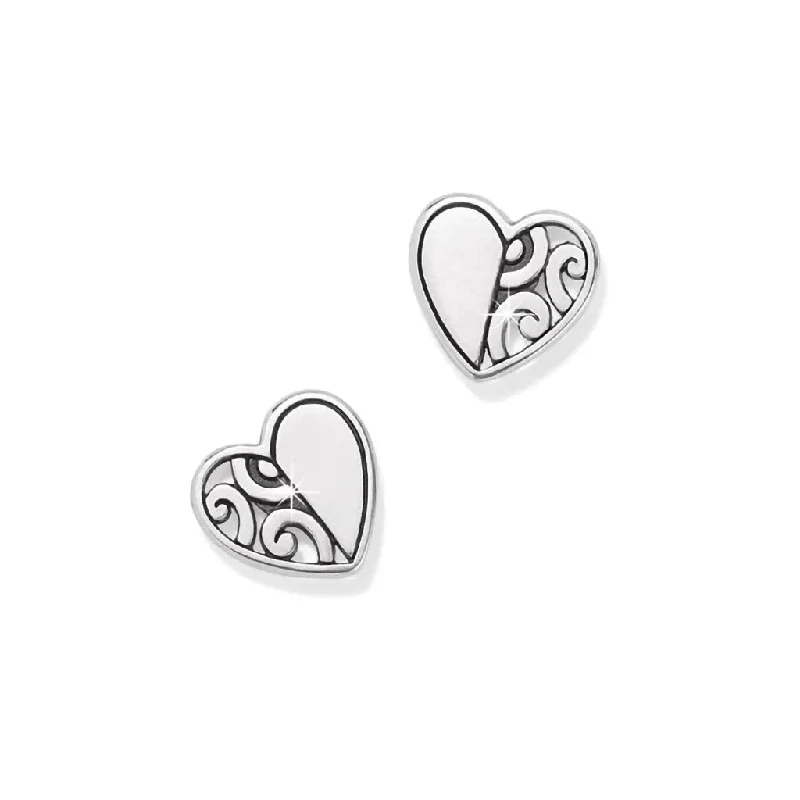 Ladies Mermaid Scale Earrings -Brighton: Deco Heart Mini Post Earrings