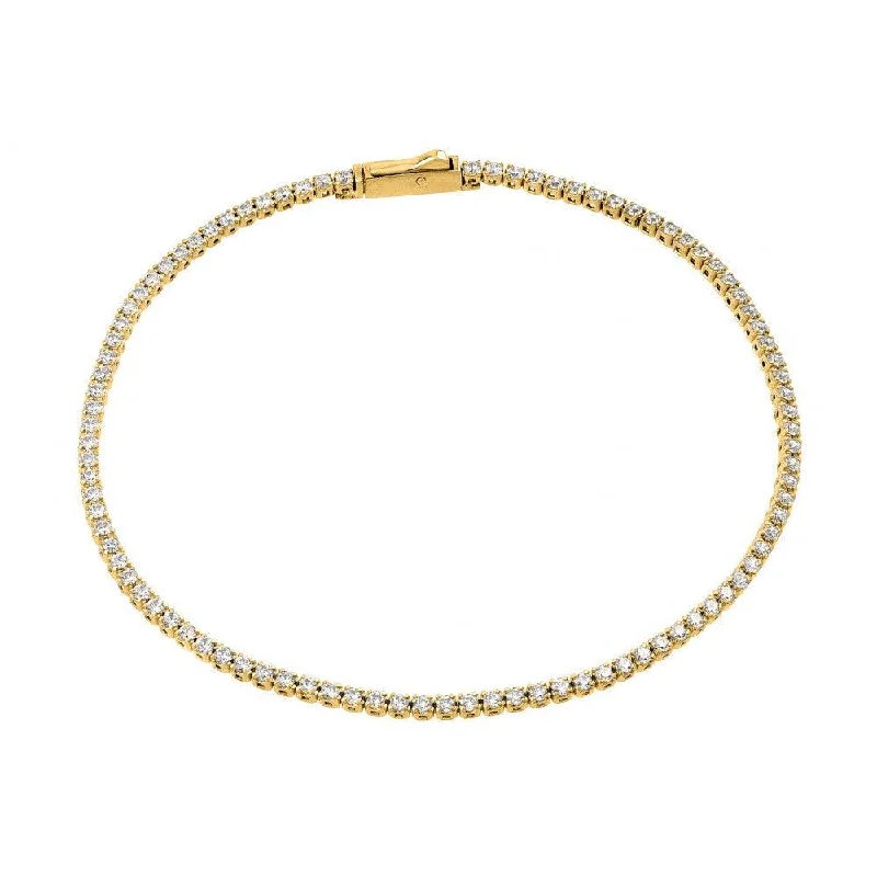 Ladies Bracelets Boho Shine-Silver 925 Gold Plated Multiple 1.7mm Circle Clear Tennis Micro Pave CZ Bracelet - GMB00009GP