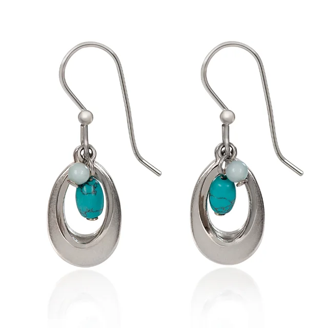 Ladies Mother-Daughter Earrings -Silver Forest Earrings Teardrop with Teal Bead