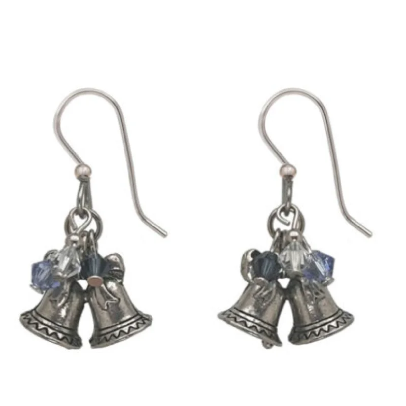 Ladies Rainbow Bead Earrings -Silver Forest Earrings Traditional Silver Bells with Beads