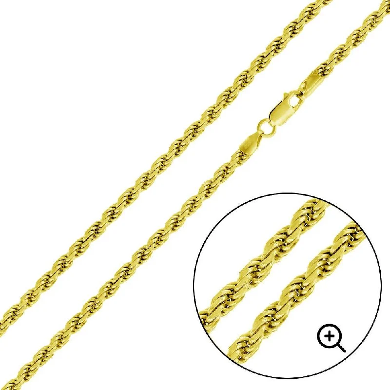 Ladies Bracelets with White Muscovite-Gold Plated 925 Sterling Silver Rope 080 Chain or Bracelet  3.8mm - CH394 GP