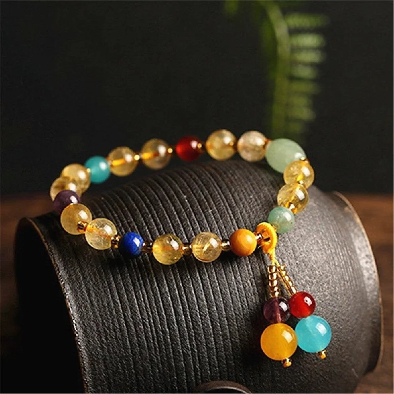 Ladies Bracelets for Design Shine-Citrine Crystal 7 Chakra Beaded Bracelet