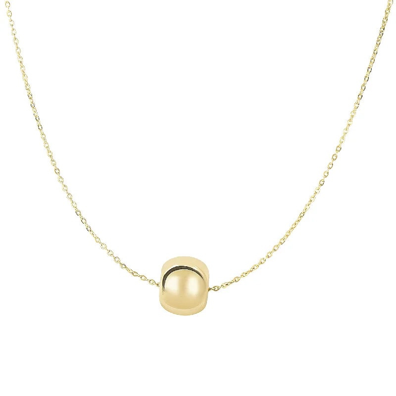 Ladies Necklaces with Red Pyroxmangite-14K Gold Polished Rondel Necklace