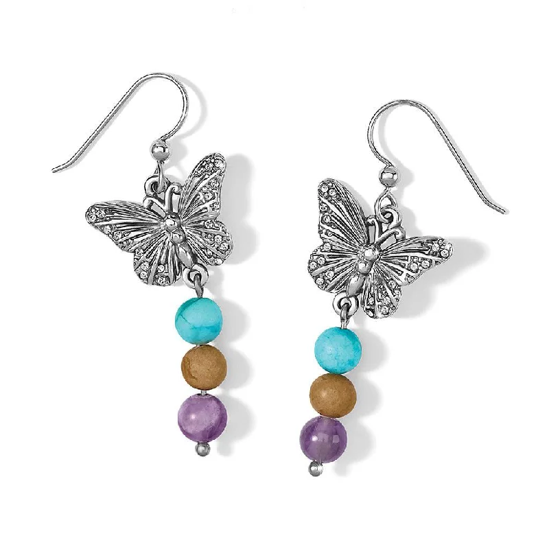 Ladies Monogram Earrings -Brighton : Solstice Hues Butterfly French Wire Earrings