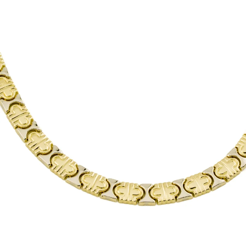 Ladies Necklaces with Brown Astrophyllite-9mm Wide Fashion 16" Necklace in 18K Two-Tone Gold