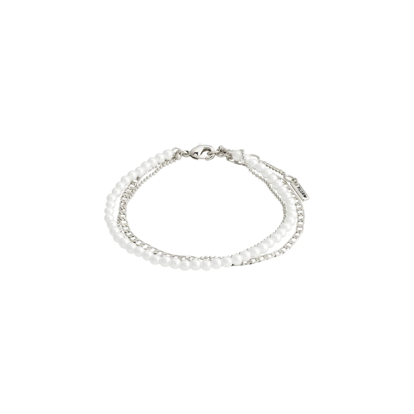 Ladies Bracelets Petite Spark-Baker Silver Plated 3-in-1 Pearl Bracelet